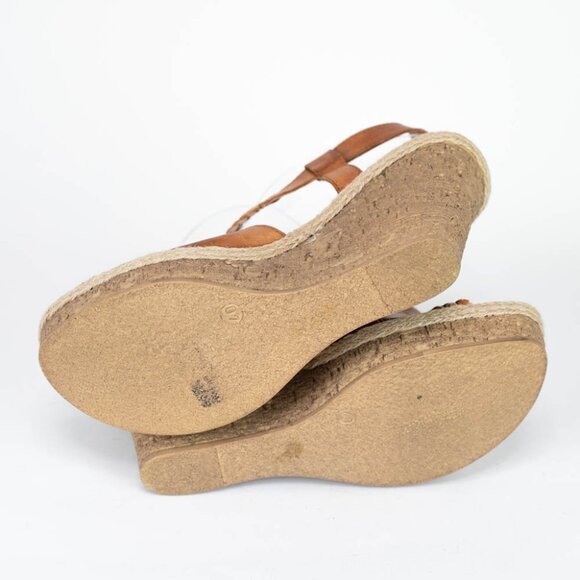 Aldo Brown Braided Leather Wedge Sandals Size US 9.5 EUR 40 - Picture 6 of 9